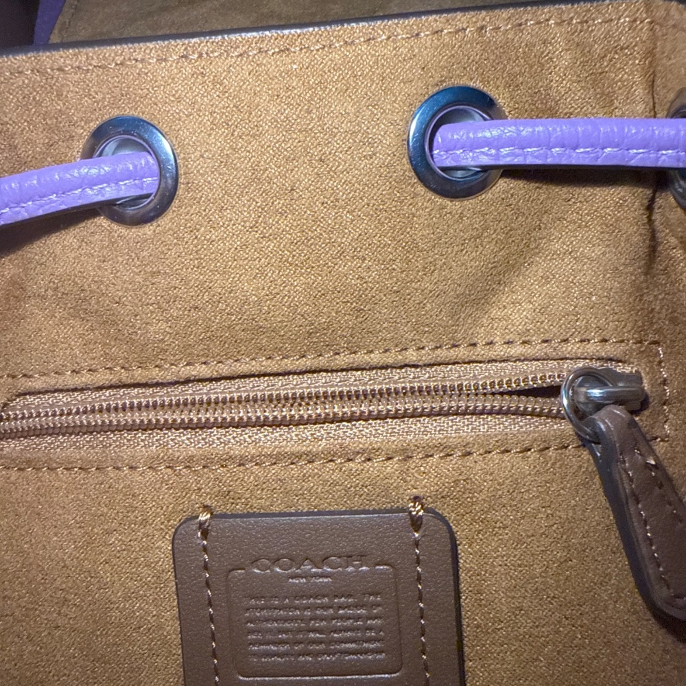 NWT COACH Pebbled Leather Mini Amelia Convertible Backpack Purple/Lilac - Picture 8 of 9